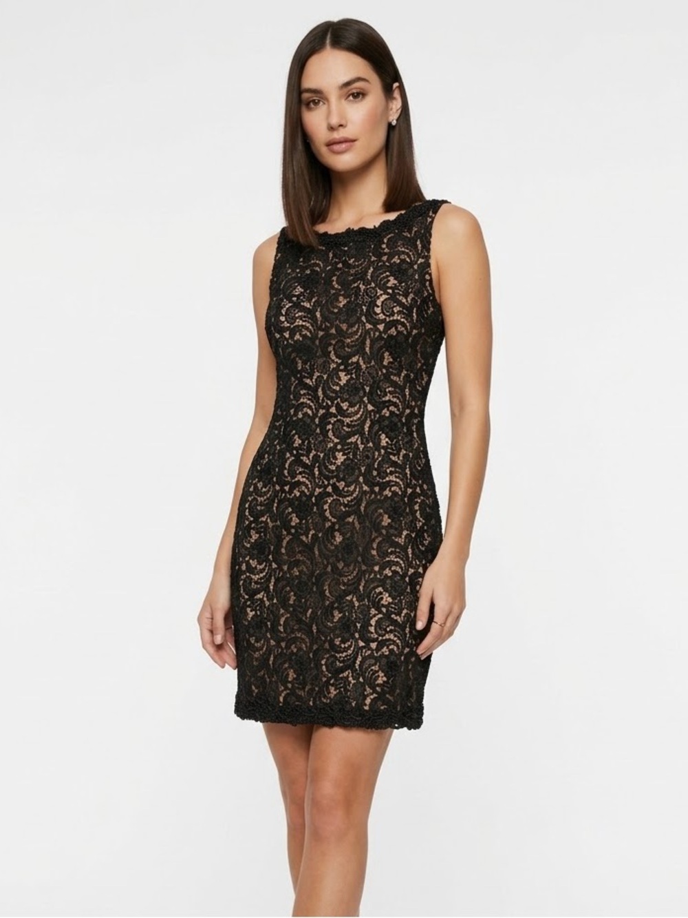 Whimsigoth Lace Overlay Beaded Midi Dress Witchy Low Back Glam Feminine Cocktail